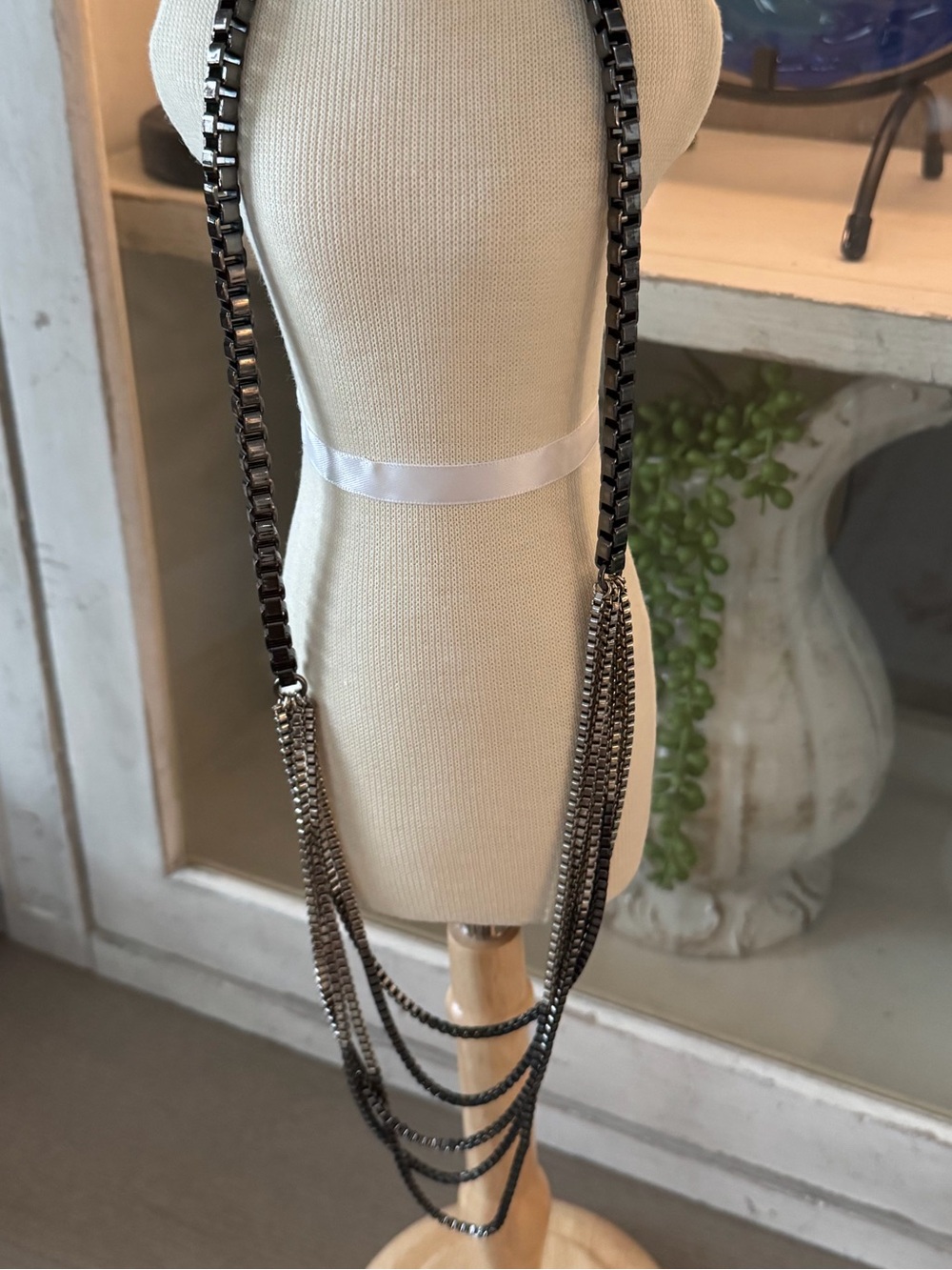 Ann Taylor Gunmetal Multi-Chain Statement Necklace - Women Jewelry